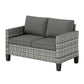 Outsunny 2 Seat Patio Loveseat Deluxe Wicker Sofa Chair Outdoor Rattan Furniture Couch All Weather with Cushion for Balcony, Deck, Garden and Poolside, Grey