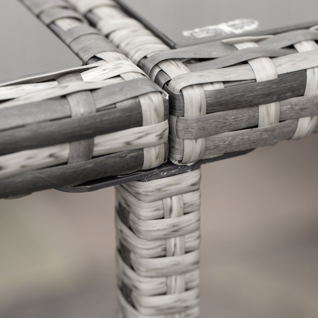 Outsunny 9 Pieces Patio Wicker Dining Set, PE Rattan Garden Sectional Sofa Outdoor Space-Saving Furniture Sets, White