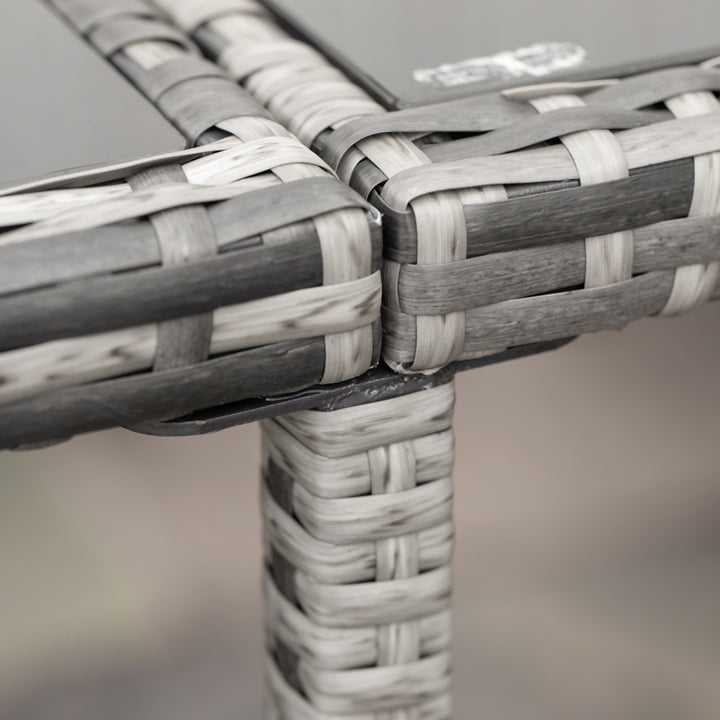 Outsunny 9 Pieces Patio Wicker Dining Set, PE Rattan Garden Sectional Sofa Outdoor Space-Saving Furniture Sets, White