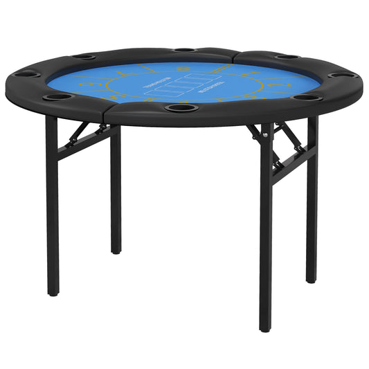 Soozier Foldable Poker Table Blackjack Texas Holdem Poker Game Table with Cup Holders, 47" Round, Black