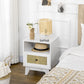 HOMCOM Bedside Table with Rattan Element, Side End Table with Drawer and Shelf, 17.7"x15.4"x22.2", White