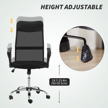 HOMCOM Ergonomic Mesh Office Chair, High Back Computer Desk Chair with Adjustable Height, Tilt Function, Armrest, 360° Swivel for Home Office, Black