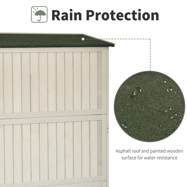 Outsunny 4x1.5ft Wooden Garden Storage Shed, Outdoor Tool Cabinet Organizer with Windows and Double Door, Nature Wood