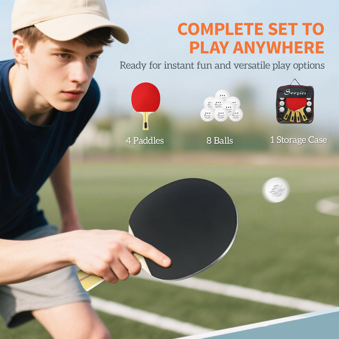 Soozier Ping Pong Paddle Set, Portable Table Tennis Rackets with 8 Ping Pong Balls, Storage Case for Teens, Adults