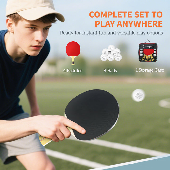 Soozier Ping Pong Paddle Set, Portable Table Tennis Rackets with 8 Ping Pong Balls, Storage Case for Teens, Adults