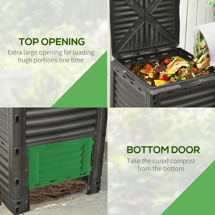 Outsunny Outdoor Compost Bin Garden Container, Fast Creation of Fertile Soil Aerating Compost Box, 80 Gallon, Orange