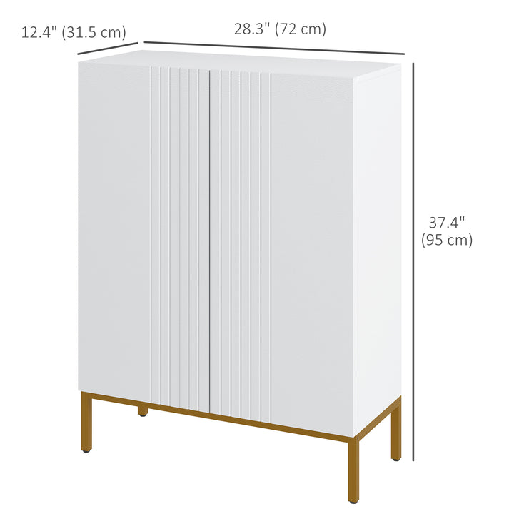 HOMCOM Shoe Storage Cabinet with Adjustable Shelves and Soft-Close Hinges, for 15-20 Pairs of Shoes, White