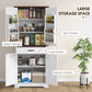 HOMCOM 71" Tall Kitchen Cabinet, Farmhouse Pantry Cabinet with Barn Doors, Drawer and Adjustable Shelves, White