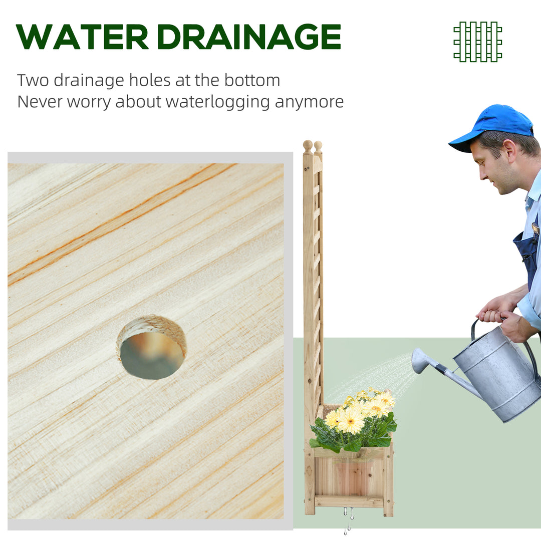 Outsunny Raised Garden Bed with Trellis, Wood Planter Box for Garden, Free Standing Flower Bed, 25.2" x 11" x 47.2" Brown