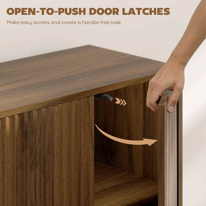 HOMCOM Buffet Cabinet with Storage, Modern Fluted Sideboard with Adjustable Shelves for Dining Room Living Room, Dark Brown