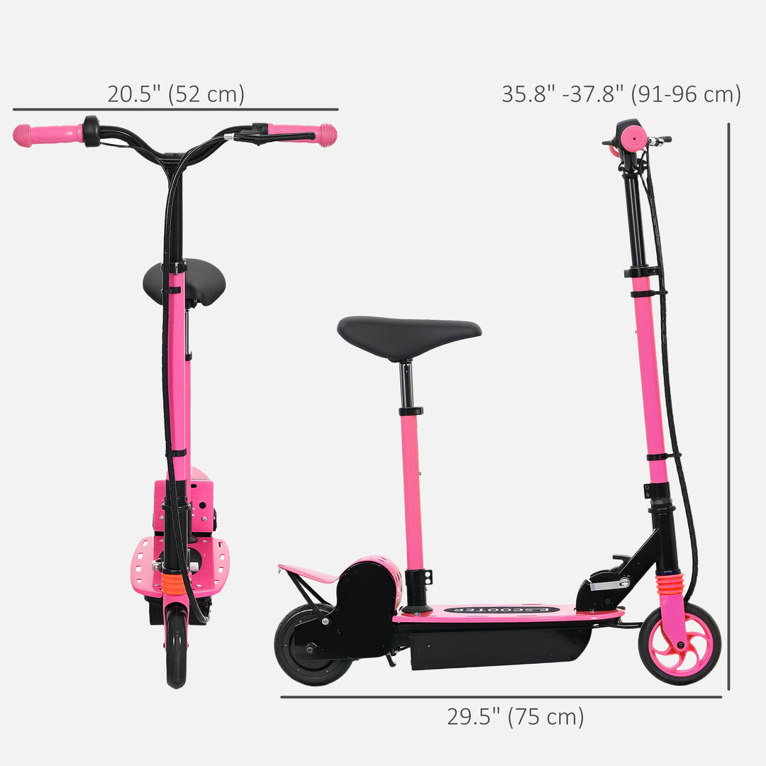 Soozier Foldable Electric Scooter for Kids Ages 6-14, with Seat and 2 Adjustable Heights, Max 6km Range & 12km/h, Orange