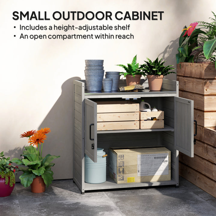 Outsunny 2-in-1 Outdoor Storage Cabinet, Wood Garden Shed with Shelves, Vent Holes, Foot Caps for Backyard, Patio, Lawn