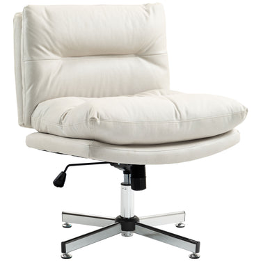 HOMCOM Armless Office Chair, Criss Cross Chair with Adjustable Height & Tilt Function for Home Office, Study, Light Grey