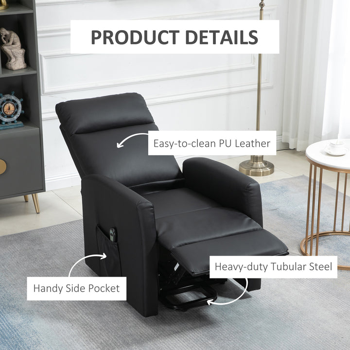 HOMCOM Power Lift Recliner Chair with Remote Control Side Pocket for Living Room Home Office Study Black
