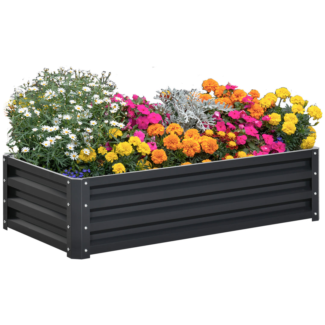Outsunny Galvanized Raised Garden Bed, Outdoor Planter Box for Vegetables, Flowers, Herbs, 4' x 2' x 1', Grey