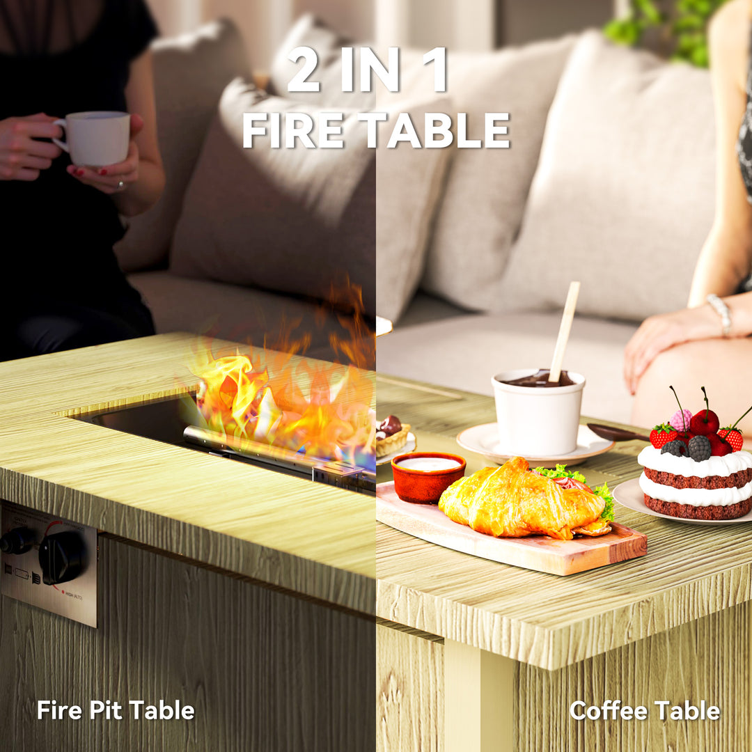 Outsunny 43" Propane Fire Pit Table 50,000 BTU Outdoor Gas Fire Table with Waterproof Cover