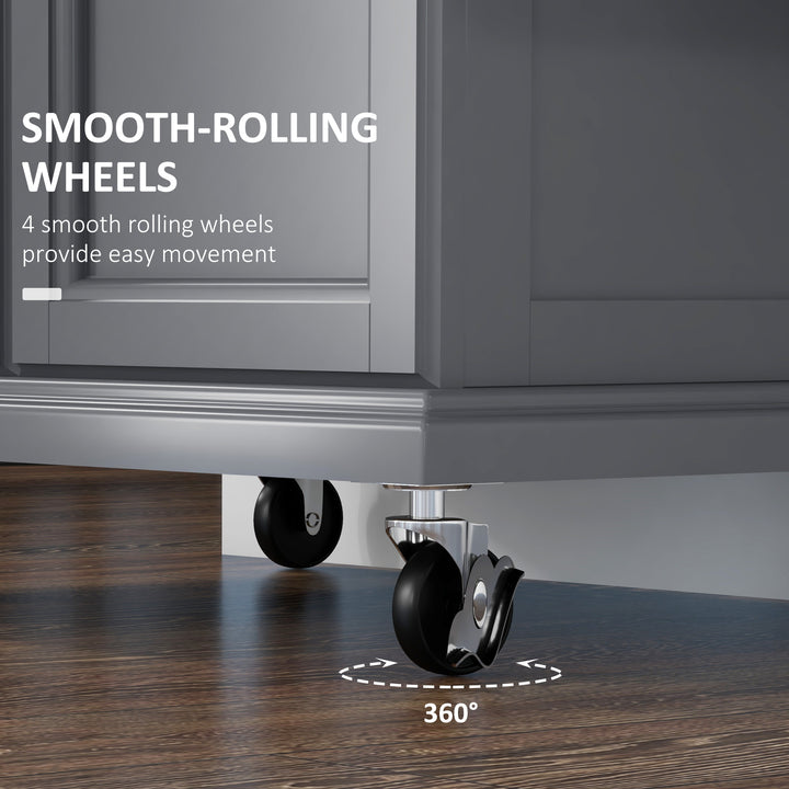 HOMCOM Kitchen Island with Stainless Steel Top, Rolling Kitchen Cart on Wheels with Storage Drawer, Cabinet, Towel Rack and Spice Rack (Black)