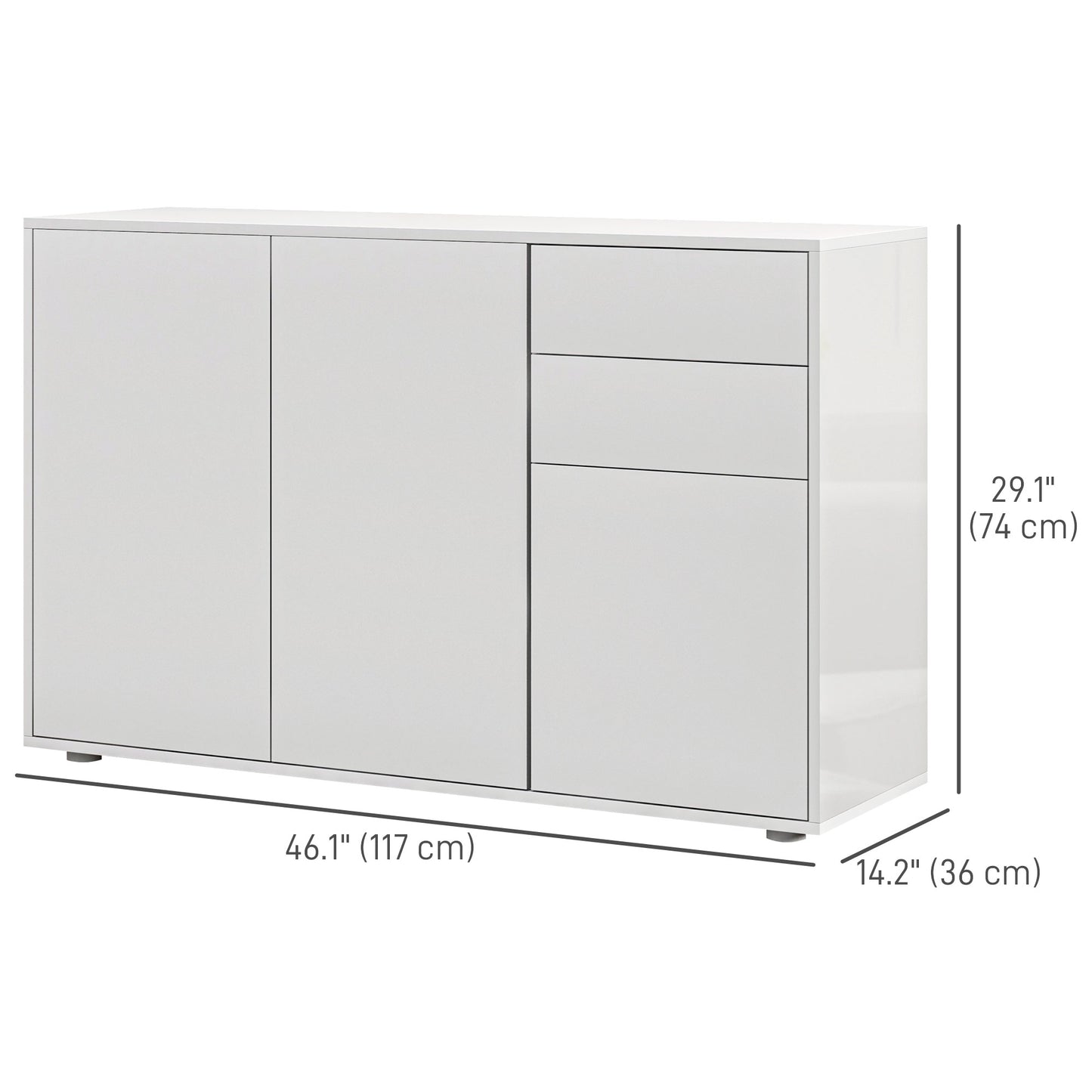 HOMCOM Kitchen Sideboard Storage Cabinet, Modern Coffee Bar with Push-Open Design and 2 Drawers for Living Room, Black