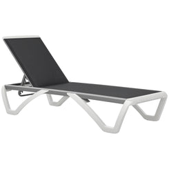 Outsunny Outdoor Chaise Lounge Chair, Patio Aluminum Tanning Chair with 5-Level Adjustable Back, Portable Wheels, Breathable Mesh Fabric, for Pool, Deck,  Garden, Black