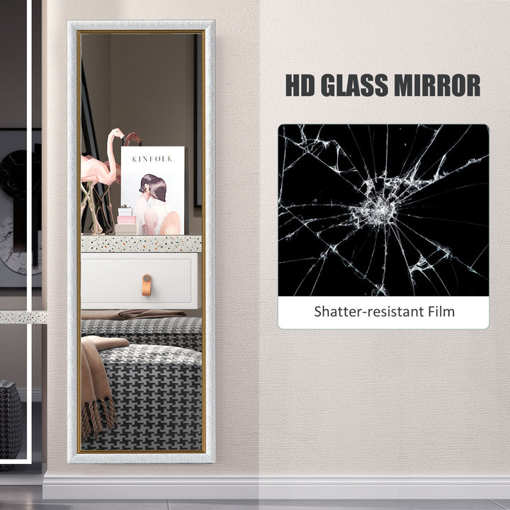 HOMCOM Floor Standing Mirror, Full Body Mirror, Free Standing, Leaning or Wall Mirror with Frame for Bedroom, Silver