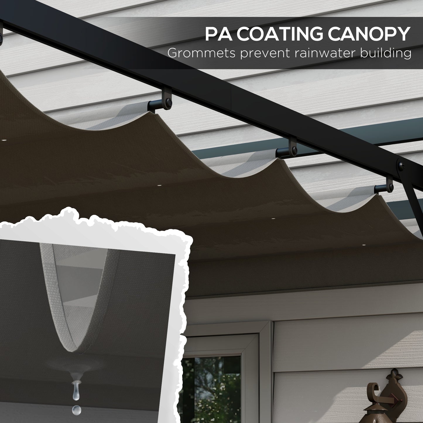 Outsunny 10' x 10' Retractable Pergola, Garden Gazebo Shade Shelter, for Grill, Patio, Deck, Dark Grey