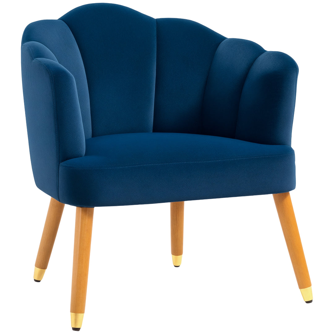 HOMCOM Modern Accent Chairs with Cushioned Seat, Upholstered Velvet Armchair for Bedroom, Living Room Chair with Arms and Wood Legs, Blue