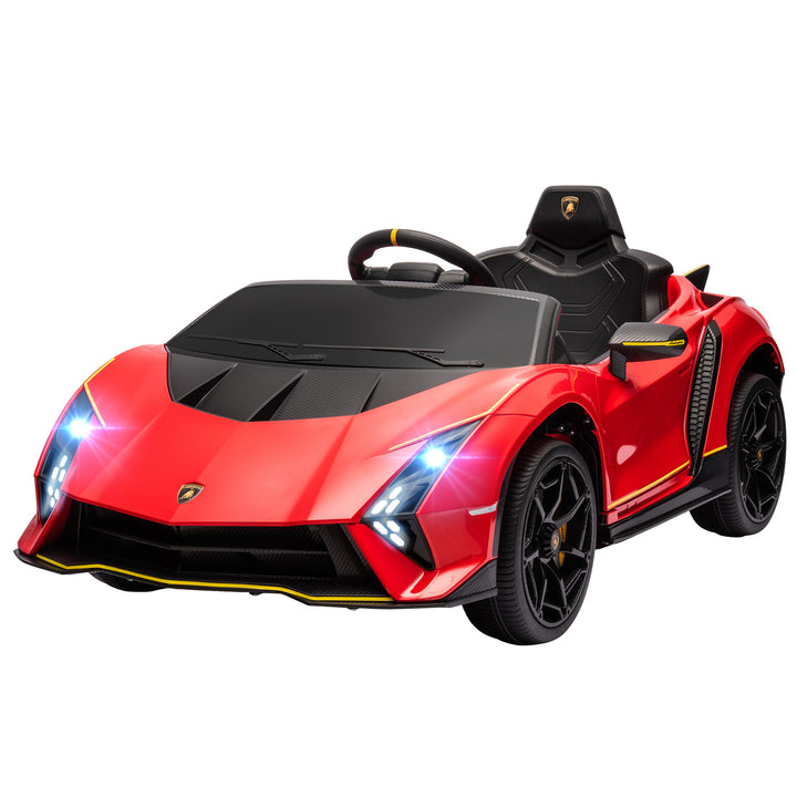 Qaba 12V Lamborghini Autentica Licensed Kids Car with Remote Control, 4 Wheels Spring Suspension, Soft Start, Red