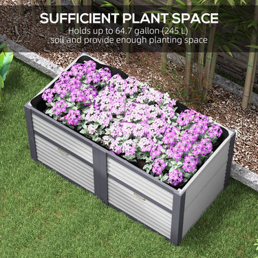 Outsunny Wooden Elevated Planter Box with Storage, 59" x 30" x 29.5" Raised Garden Bed for Vegetables, Flowers, Herbs, Grey