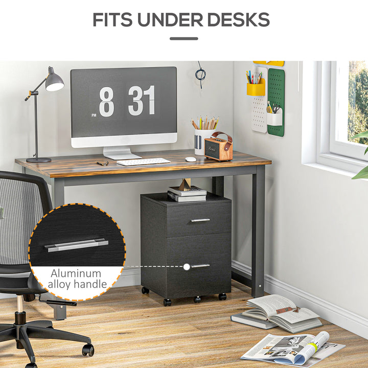 Vinsetto Mobile Filing Cabinet, Vertical File Cabinet with 2 Drawers, Wheels, for Letter or A4 File, Natural