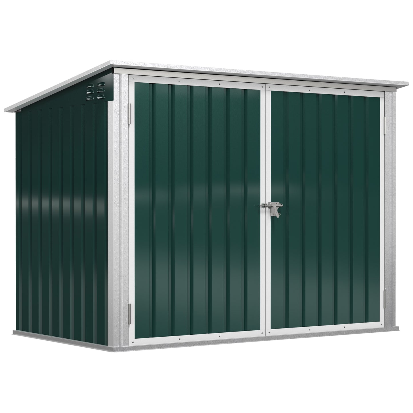 Outsunny Outdoor Metal Storage Shed Garden Garbage Can Organizer with Double Door and Vents for 2 Trash Cans, Dark Grey