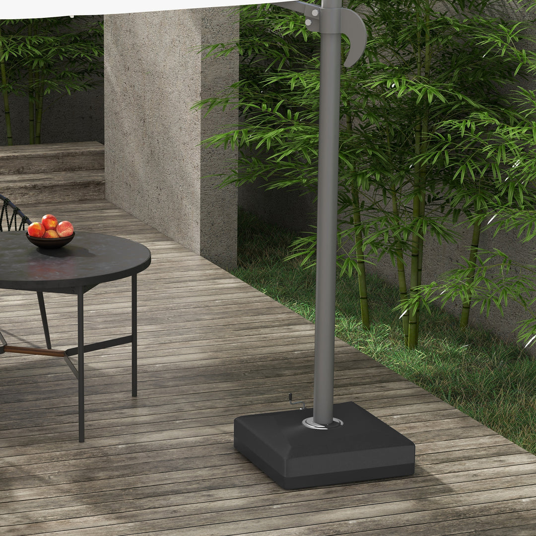 Outsunny Cantilever Umbrella Base with Liftable Wheel, Heavy Duty Fillable Umbrella Stand with Adjustable Foot Pads
