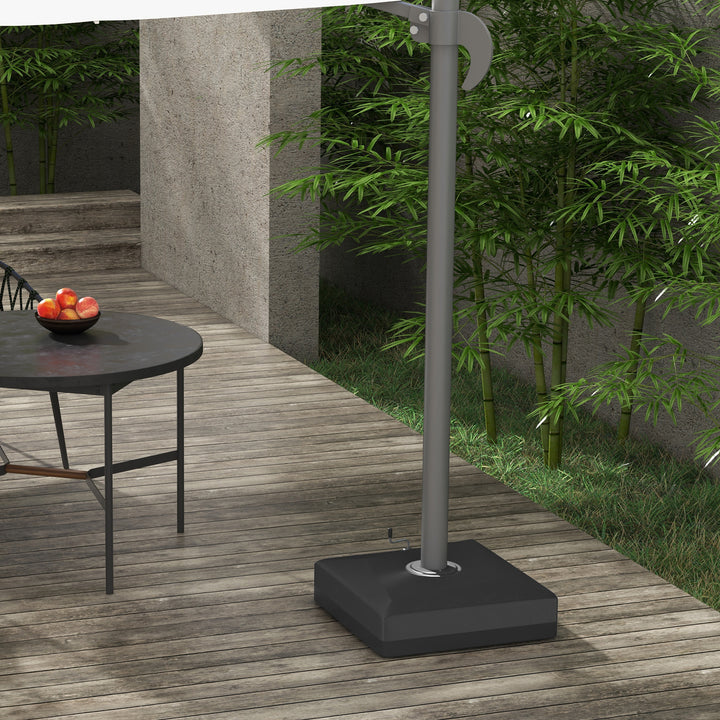 Outsunny Cantilever Umbrella Base with Liftable Wheel, Heavy Duty Fillable Umbrella Stand with Adjustable Foot Pads
