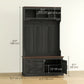 HOMCOM 3-in-1 Hall Tree with Bench, Coat Rack with Shoe Storage, Distressed Black
