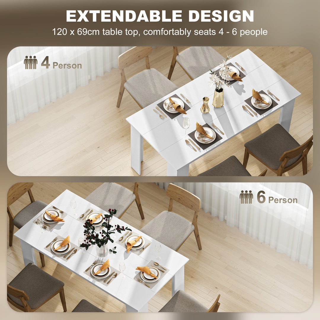 HOMCOM 63" Kitchen Table for 4-6 People, Dining Table with Wood Effect for Dining Room, Grey