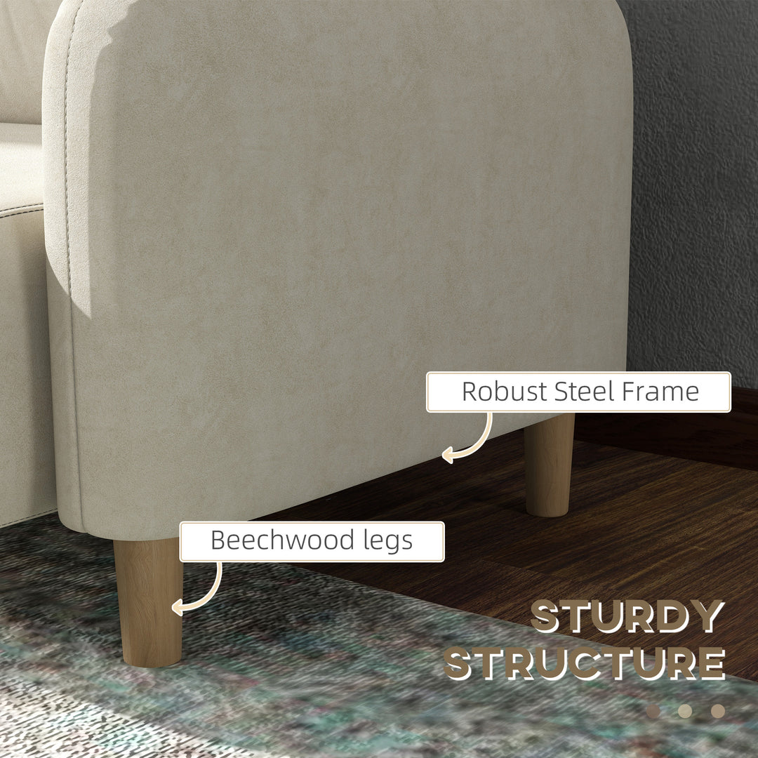 HOMCOM 58" 2 Seat Sofa, Modern Love Seats Furniture, Upholstered 2 Seater Couch, Solid Wood Frame, Grey