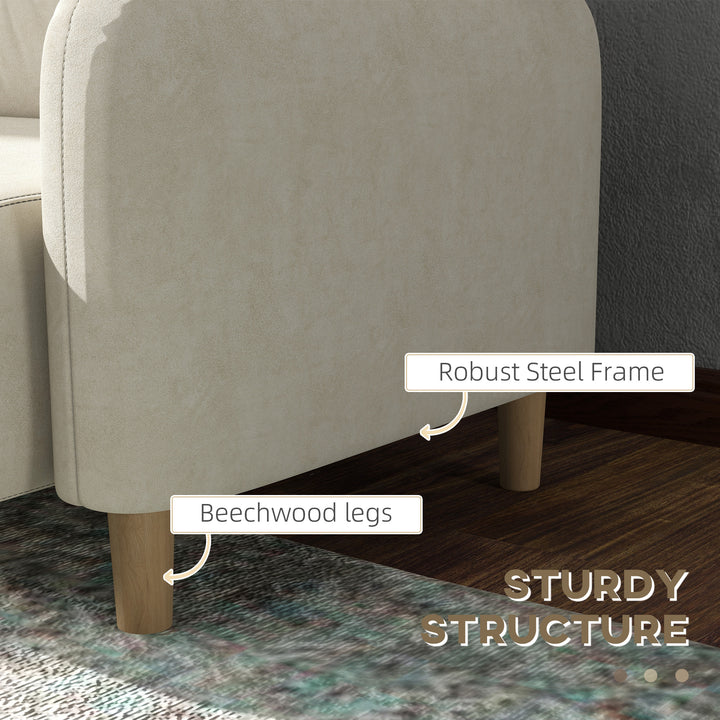 HOMCOM 58" 2 Seat Sofa, Modern Love Seats Furniture, Upholstered 2 Seater Couch, Solid Wood Frame, Grey