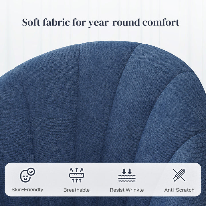 HOMCOM Modern Dining Chairs Set of 4, Upholstered Dining Room Chairs with Metal Legs, Shell Backrest, Padded Seat, Cream White