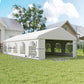 Outsunny 32'x16' Large Patio Gazebo, Steel Party Event Wedding Tent Canopy Carport Garage W/ 4 Removable Sidewalls for Outdoor Parking, White