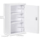 kleankin Lockable Medicine Cabinet, 3 Tier Steel Medical Wall Box with 2 Keys and Shelves for Bathroom, White