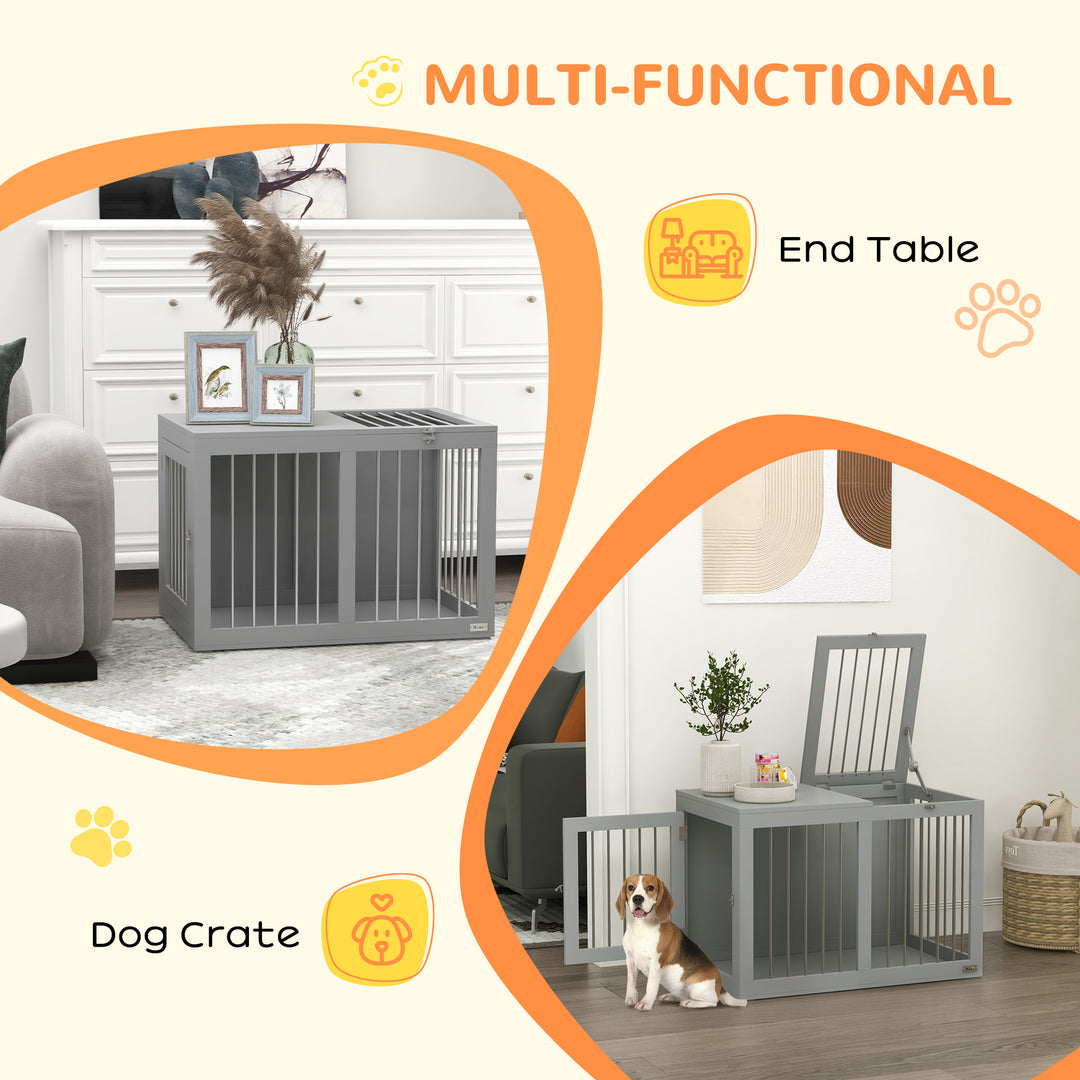 PawHut 31.5" Dog Crate Furniture with Double Doors, for Medium Dogs, White