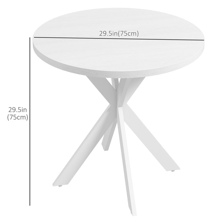 HOMCOM 29" Dining Table, Contemporary Round Kitchen Table with Steel Legs, Grey