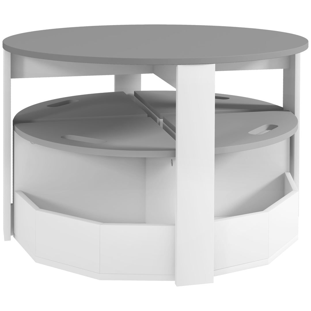 Qaba 5 Piece Kids Table and Chair Set with Storage for Kids Room, Grey