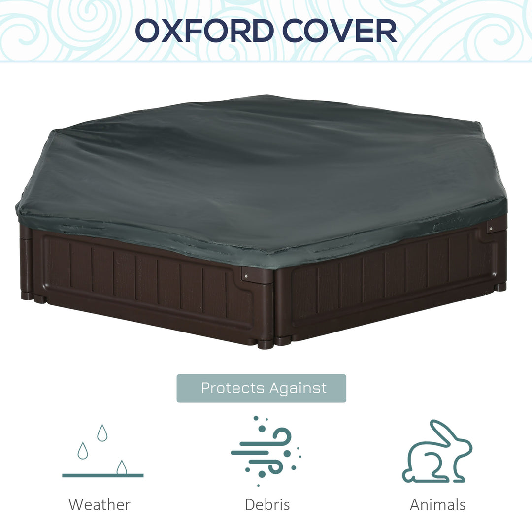 Outsunny DIY Kids Sandbox with Waterproof Oxford Cover, Sand Playset Station with Bottom Fabric Liner, for 3-12 Years Old, Outdoor Indoor Backyard, Brown