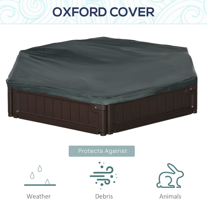 Outsunny DIY Kids Sandbox with Waterproof Oxford Cover, Sand Playset Station with Bottom Fabric Liner, for 3-12 Years Old, Outdoor Indoor Backyard, Brown