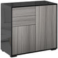 HOMCOM High Gloss Buffet Sideboard with 2 Drawers, 2 Doors and Adjustable Shelf, Kitchen Storage Cabinet with Push Open Design, White