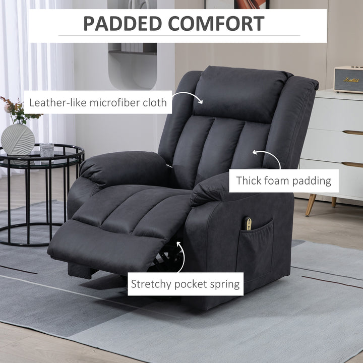 HOMCOM Lift Chair for Seniors, Microfibre Upholstered Electric Recliner Chair with Remote, Quick Assembly, Charcoal Grey