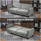 HOMCOM Convertible Bed with Couch, Button Tufted Fabric Sofa Bed with Adjustable Back for Living Room, Charcoal Grey