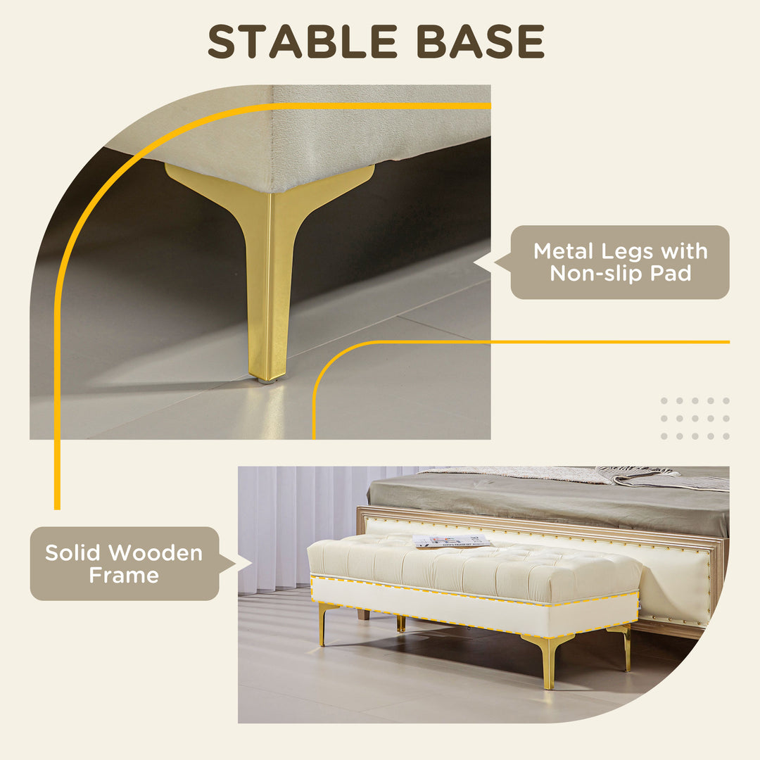 HOMCOM End of Bed Bench, Upholstered Bench, Entryway Shoe Bench with Button Tufted for Living Room, Bedroom, Grey