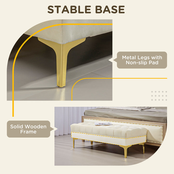 HOMCOM End of Bed Bench, Upholstered Bench, Entryway Shoe Bench with Button Tufted for Living Room, Bedroom, Grey