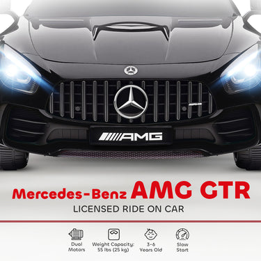Qaba Mercedes-Benz AMG GTR Licensed 12V Battery Powered Kids Electric Car w/ Remote, Soft Start, Lights, Music Horn, Black
